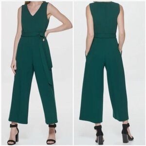 Calvin Klein Green Ankle-Length Jumpsuit with V-Neck